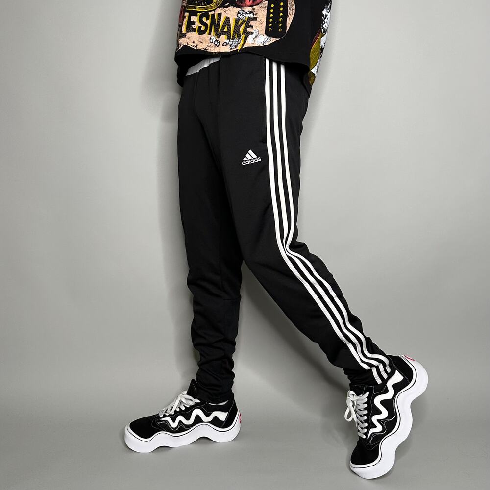 Vintage Y2K Adidas Joggers Mens L Soccer Style Fit Black Polyester Sweatpants